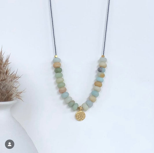 Stamped Amazonite Necklace