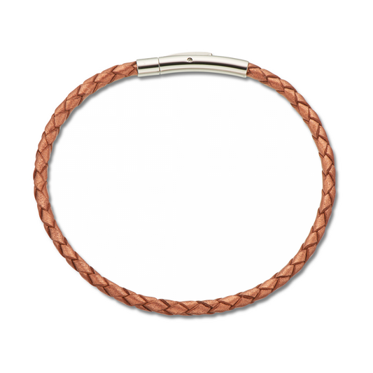 Fine Leather Braided Bracelet - Copper