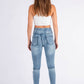 Elastic Waist Biker Jean