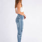 Elastic Waist Biker Jean